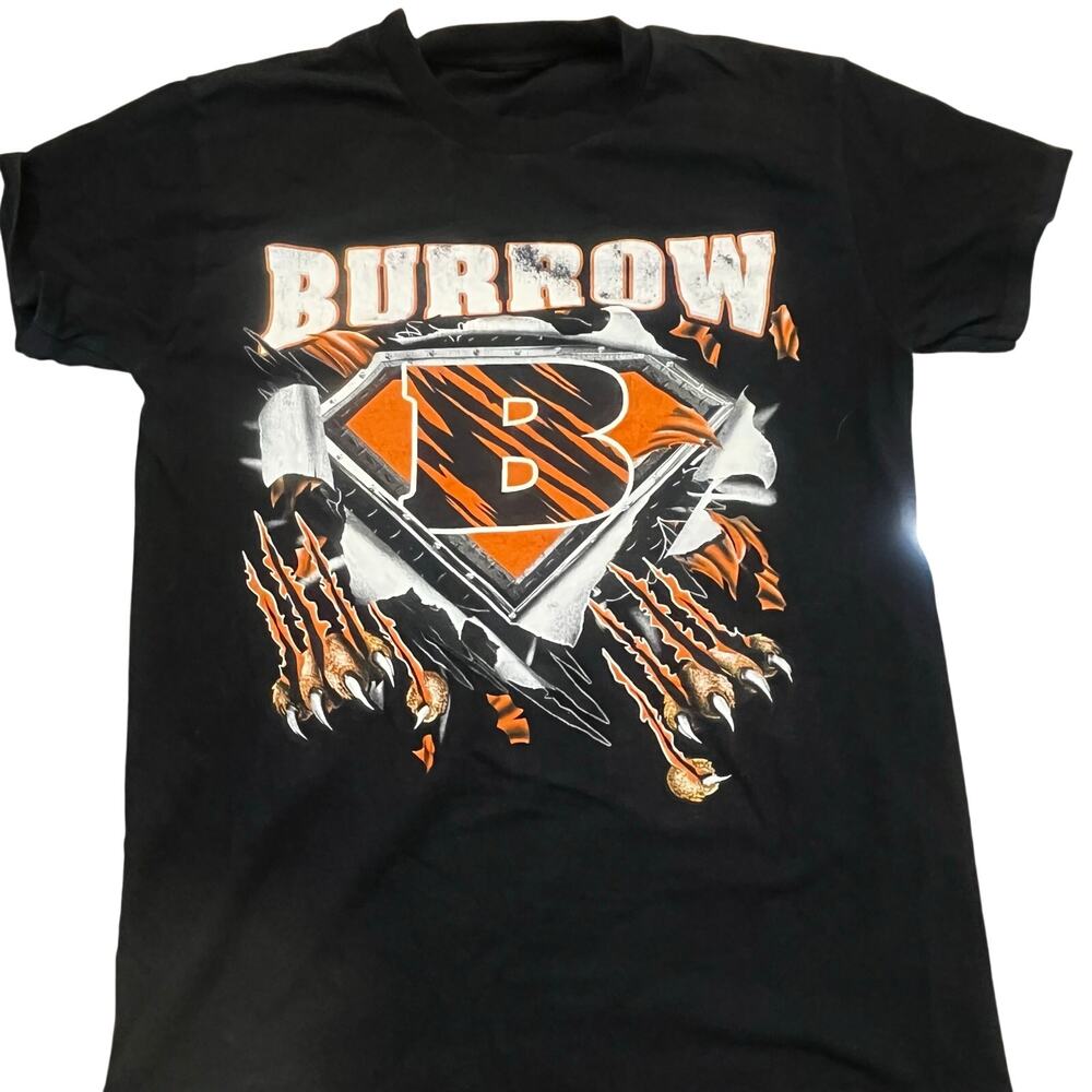 Cincinnati Bengals Black Joe Burrow T Shirt #9 Football Graphic Fan Tee‎ Boys M
